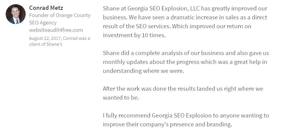 Georgia SEO Explosion LinkedIn Review 9